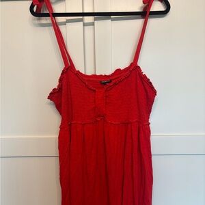 Torrid Smocked Tie-Shoulder Red Top